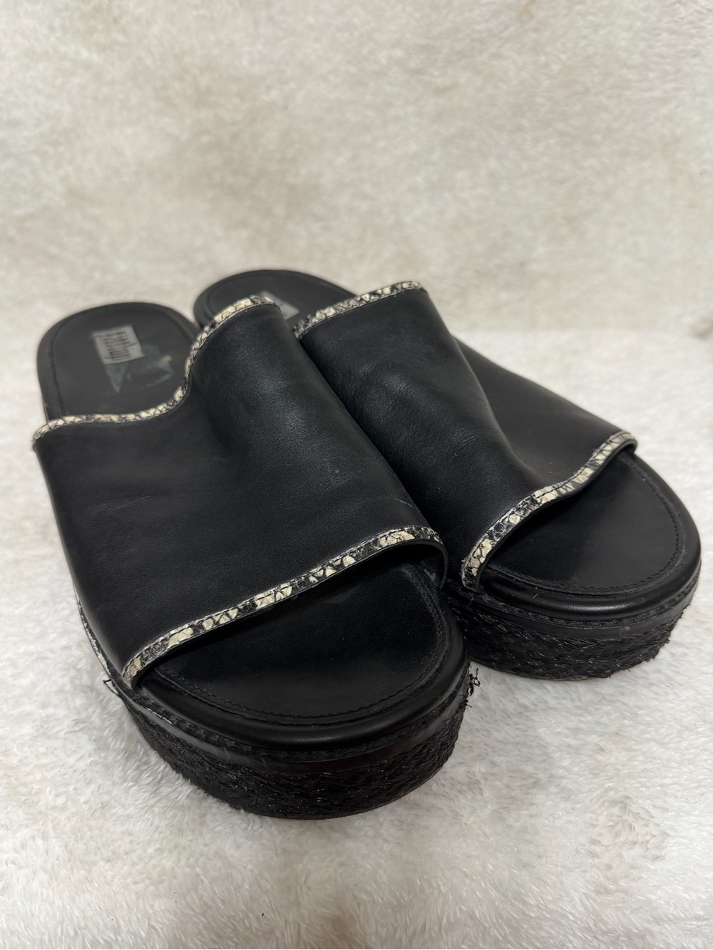 FitFlop Eloise Espadrille Wedge Slide Platform Sandals Black size 9 - Picture 11 of 16